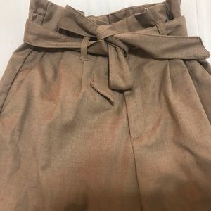 High Waisted Tan/Brown Paper Bag Pants - H&M